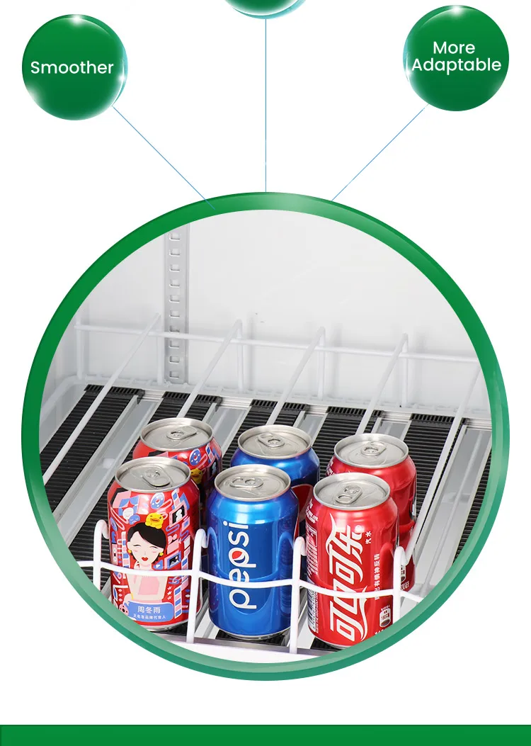 Retail Gravity Feed Roller Shelf Beverage Cooler Pushers Cooler Roller Shelf Supermarket