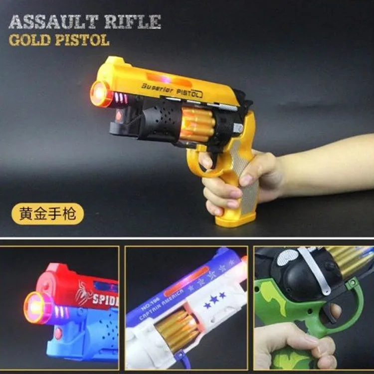 Wholesale New Electric Toy Gun Light Music Toy Pistol Camo Cartoon Eight Tone Gun