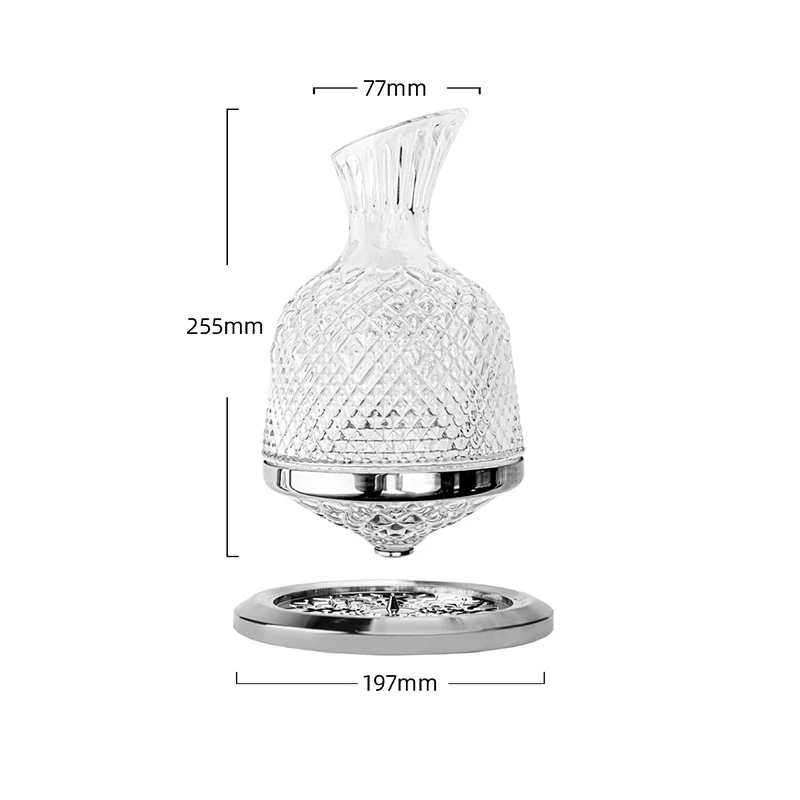 Decanter de vin, brandy, vodka sau whisky fabricat în fabrică, decanter elegent din sticlă de cristal și set de pahare