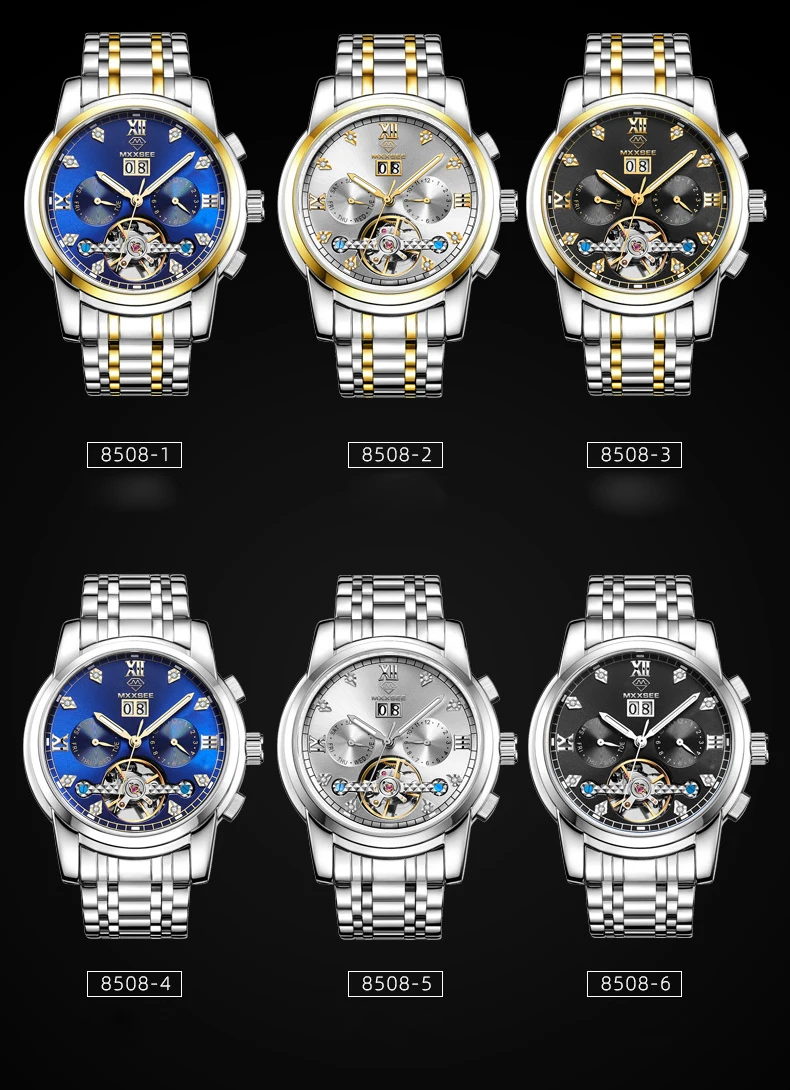Orologio Meccanico Automatico Da Uomo Con Quadrato Scheletrato E Cinturino In Acciaio – Design Tourbillon 39mm - 5