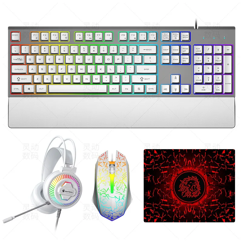 Original logo Four-in-One LED Wired Gaming Keyboard Mouse Mice Combo with Headset and Pa aperçu 6