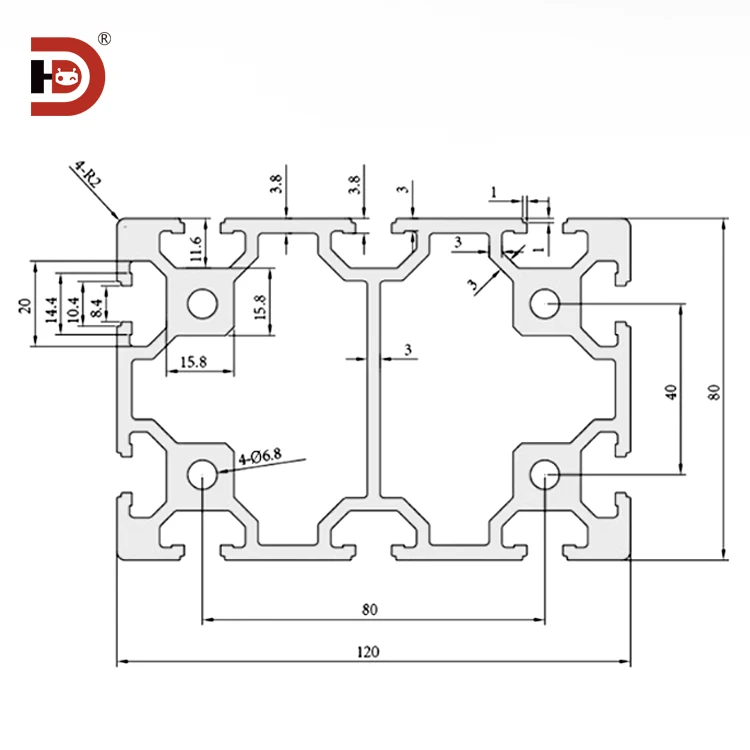 product 80120 black extruded aluminum profile 80  120 square tube frame heavy duty industrial aluminum alloy profile-3