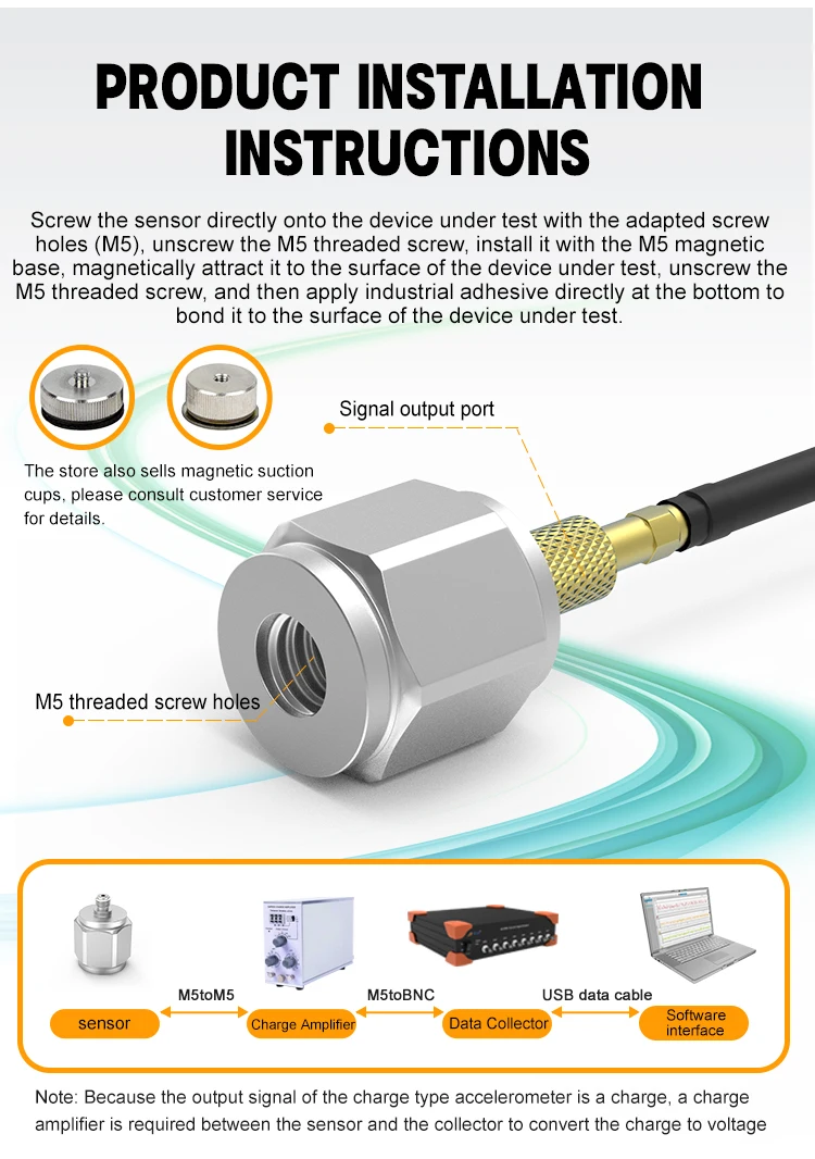 JSDPD5000K New Arrival Piezoelectric Accelerometer With Shear Structure Wide Application Range manufacture