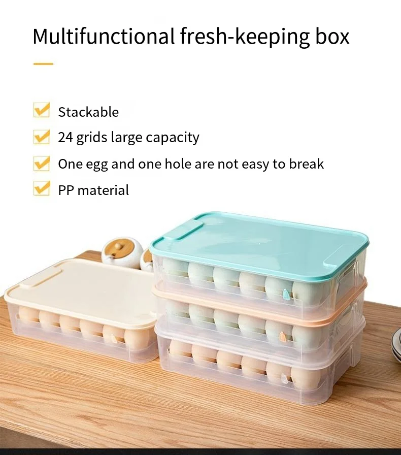 Refrigerator egg box Fresh-keeping storage Household plastic container to put eggs on the rack of shockproof box manufacture