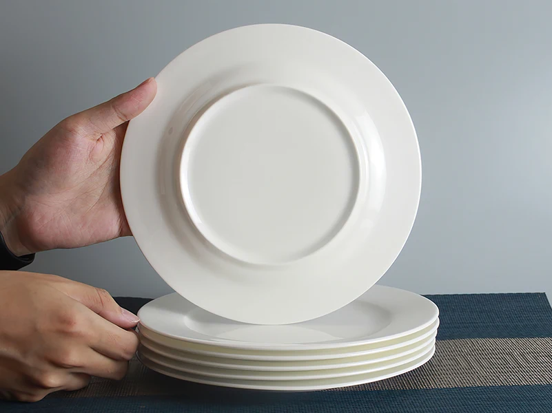 Custom Logo Bone China Plates In Bulk Modern White Ceramic Dish Plates