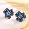 Black gold Blue pointed crystal ear studs