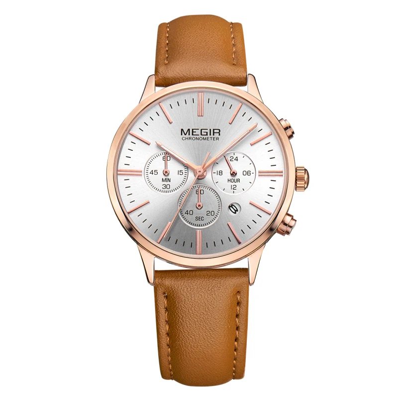 megir 2011l fashion leather watch women montre fe