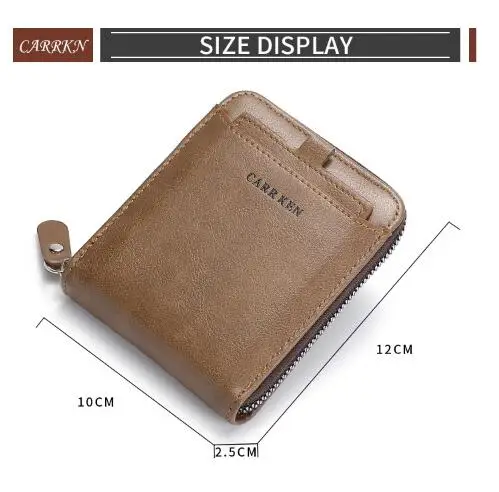 Оптовая продажа, маленькие кошельки из искусственной кожи, двустворчатые, с RFID-блокировкой, с несколькими отделениями для карт, мужские кошельки с застежкой-молнией