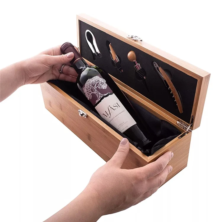 Natural Wood Bottle Wine Case,Wine Gift Box Set (bamboo) Buy Wine Box