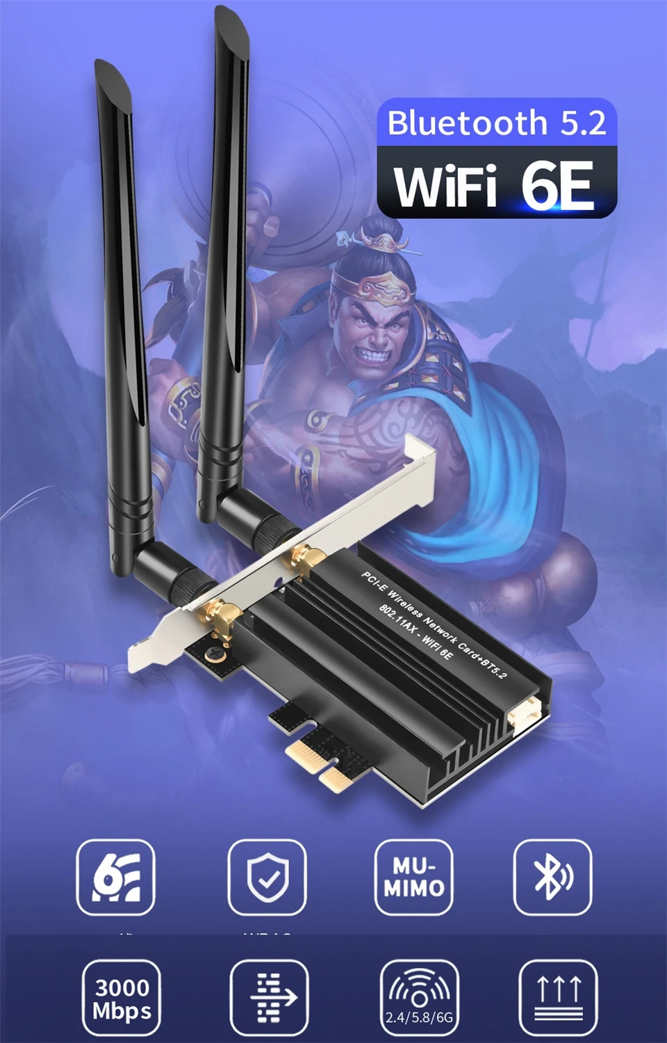 3000mbps Wifi 6e Pcie Wireless Network Card Ax1800 802.11ax 3 Dual