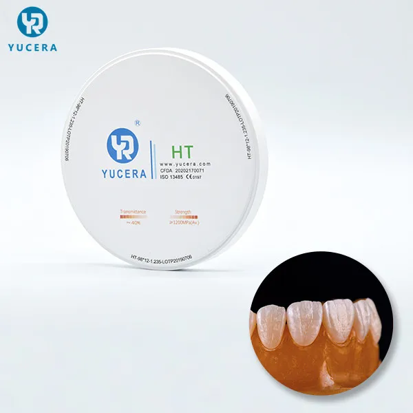 Yucera 1200MPa Bending Strength HT Zirconia Dental Block and White Block Blank for Dental Equipment Laboratory and Tooth Gems