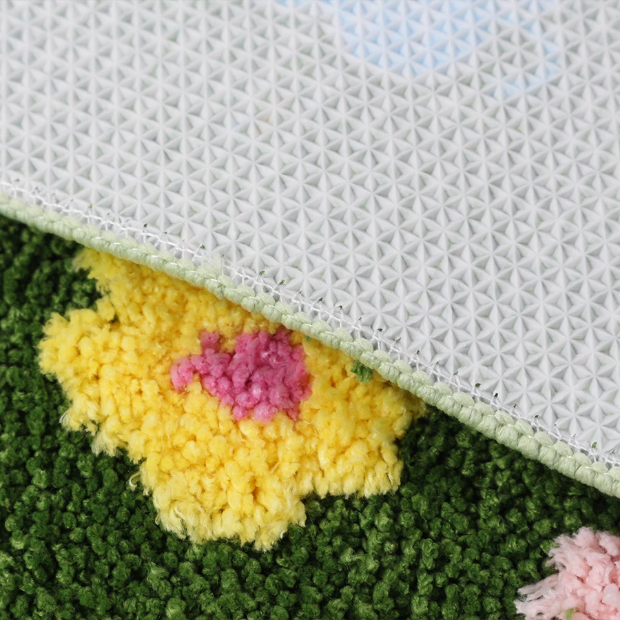 Lovely Bathroom Rug Non-slip Irregular Moss Bath Mat Green Absorbent Shaggy Area