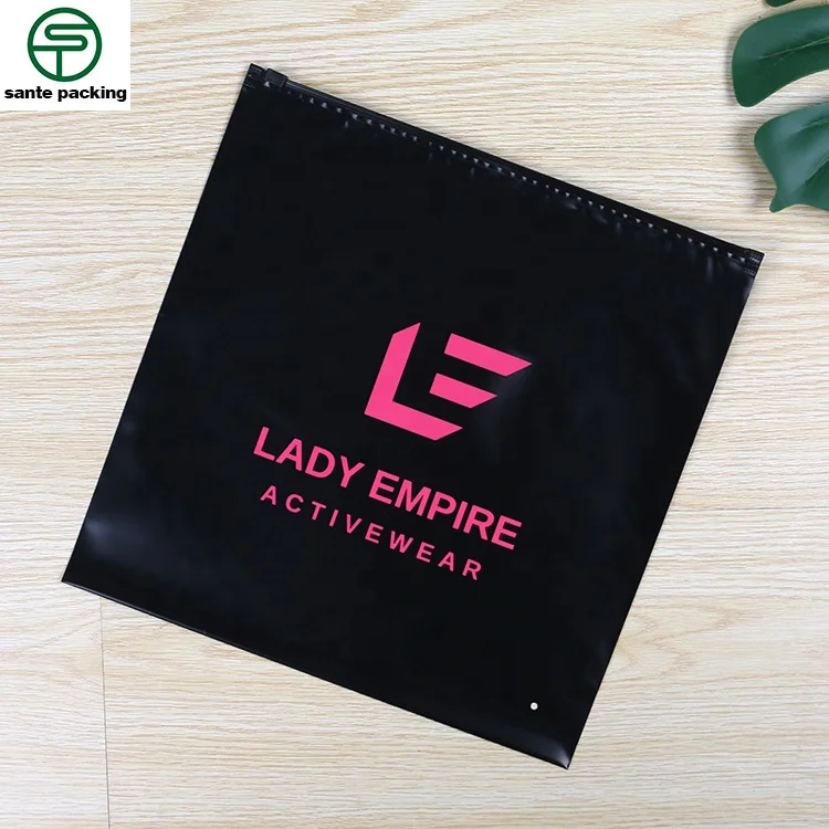 Sante Custom CMYK Printing Black Matte Waterproof EVA Swimsuits Packaging Zipper Locking Bags