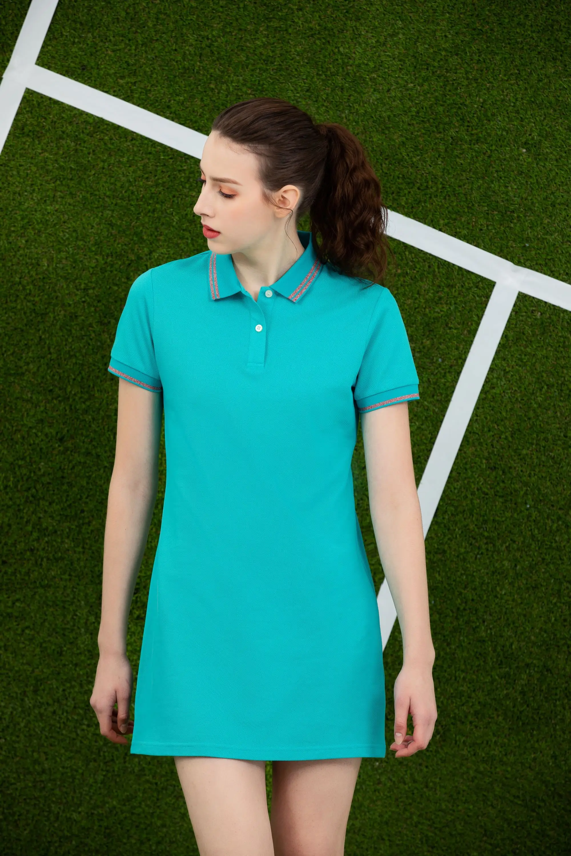 plain green polo shirt dress