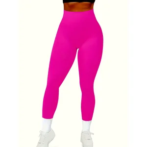 Customized High Waist Abdominal Support Yoga Pants Tummy Control  Solid Pattern Workout Sports Leggings