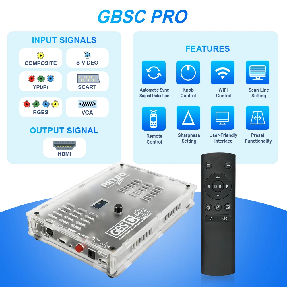 レトロスケーラー GBSC Pro Scart RGBS YPbPr VGA コンポジット(AV) SV