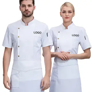 Hot Selling Customizable Short Sleeves Chef Overalls Chef Uniform Hotel Uniform Restaurant Bar Uniform Unisex Chef Coat