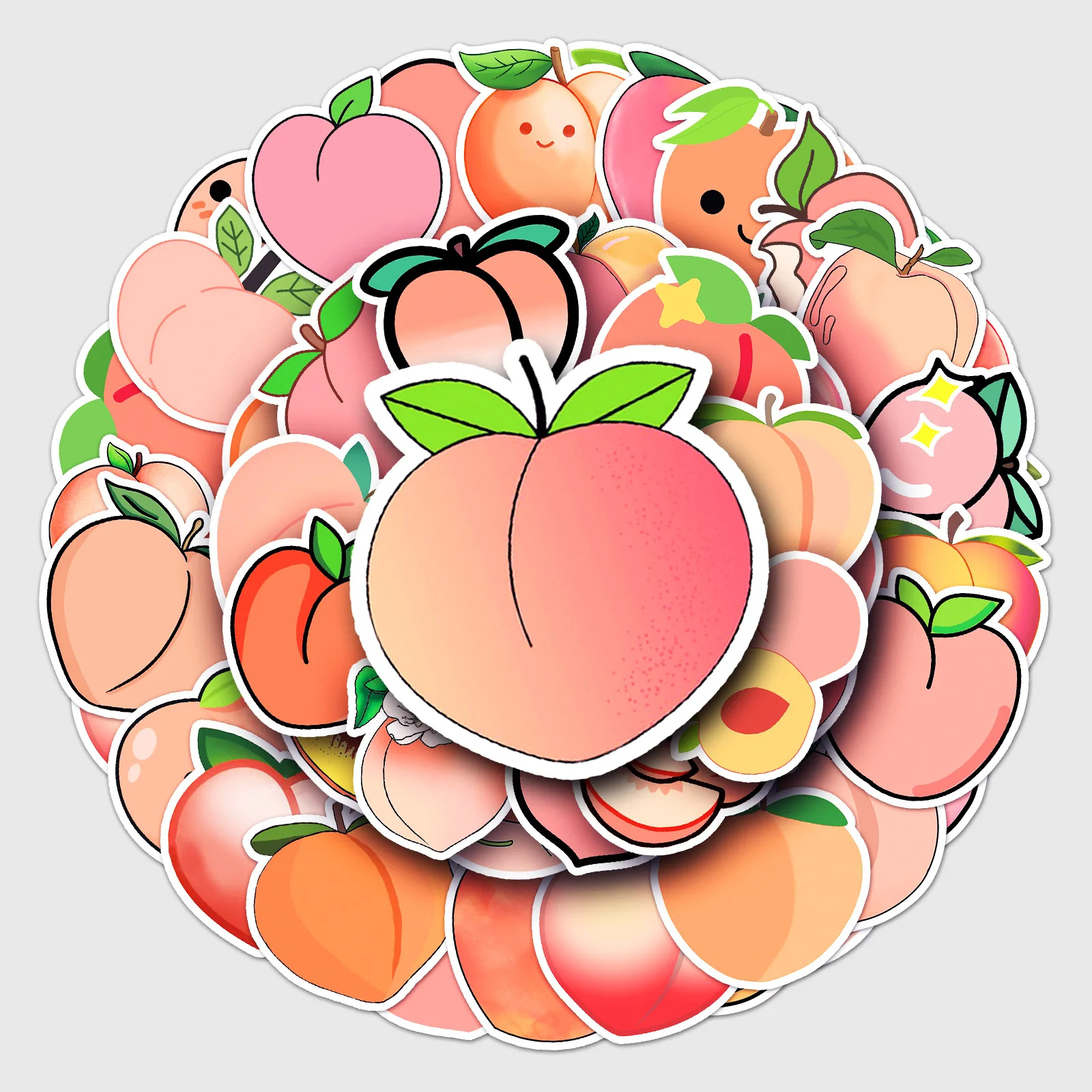 50pcs Fruit Series Peach Graffiti Sticker for Cross-border Lovely
