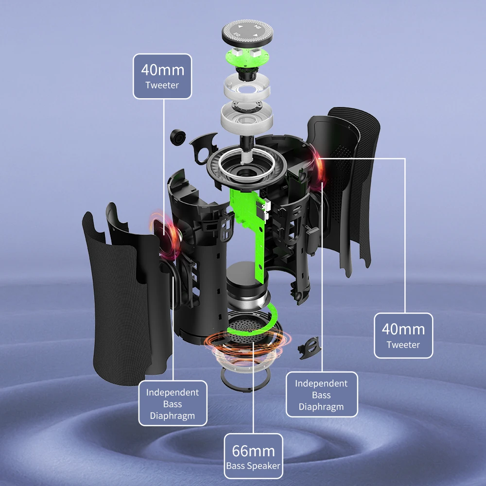 Altoparlante portatile da 16 80 W - Subwoofer con bassi profondi, suono surround 3D, colonna audio wireless per esterni, prestazioni potenti_voghion.com