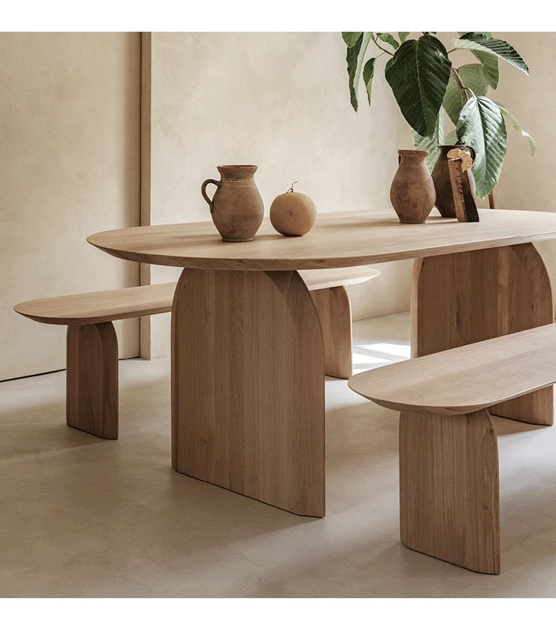 Nordic Solid Wood Dining Table for 4 Seat Farmhouse Dining Room
