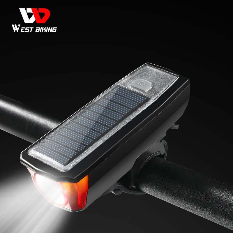 Bicycle Light Solar Powered or USB Rechargeable LED Cycling Front Light Bike Light