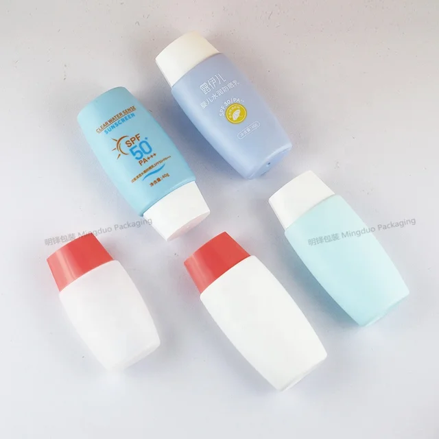 Empty HDPE PP Plastic 30ml 50ml 60ml Oval BB CC Cream Plastic Squeeze Sunblock Packaging Sunscreen Bottle