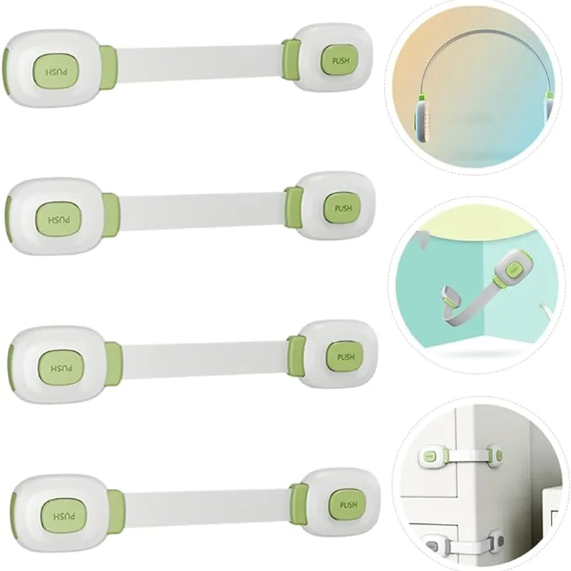 Child Security Safety Strap Locks Easy Installation Flexible and Adjustable Baby Locks for Cabinets and Drawers Toilet Fridge