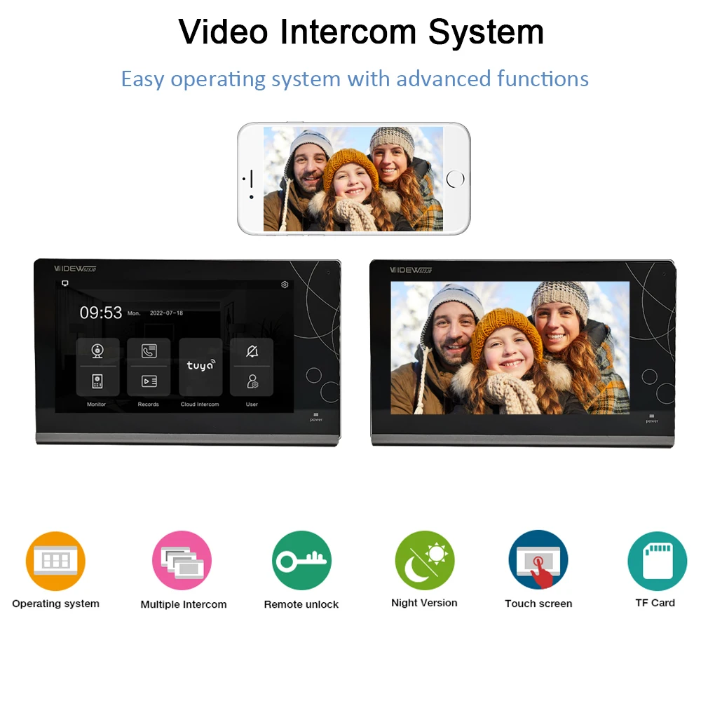 2 Wires Visual Door Bell Intercom System for Building Apartment Analog Wired Indoor Monitor Digital Doorbell Camera With Unlock