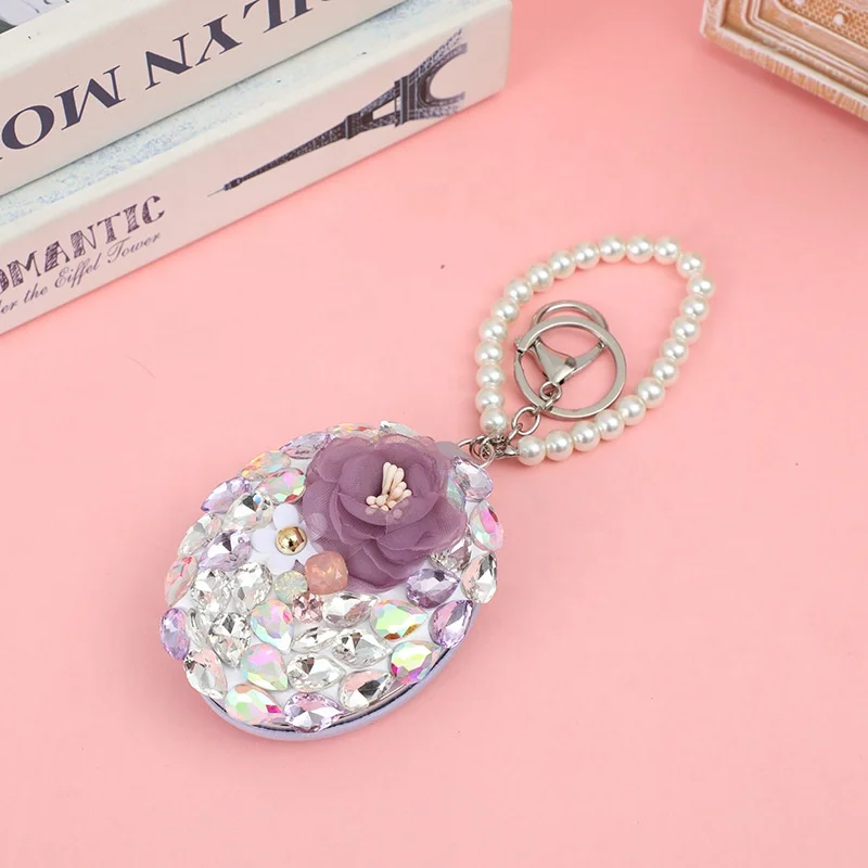 Роскошное зеркало с блестящими стразами роскошное ручной держатель карманное круглое роскошные зеркала для