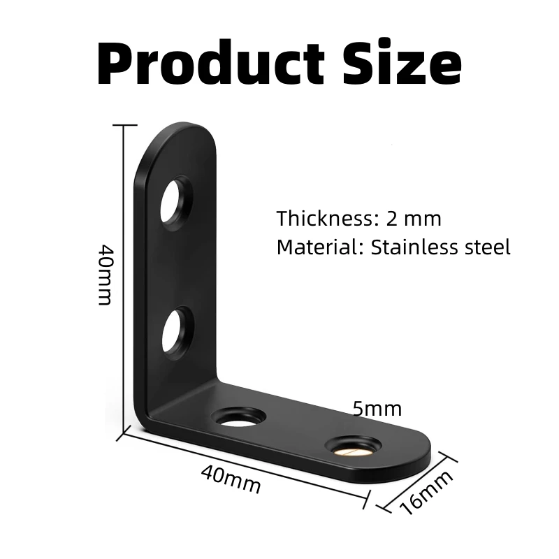 90 Degree Corner Bracket,Stainless Steel L Bracket For Shelves,Black ...