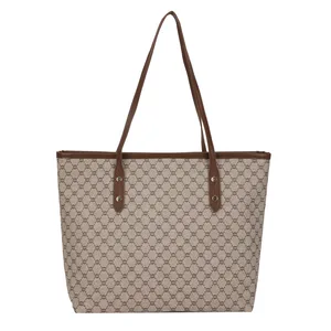 B3019  Fashion Unisex Tote Shoulder Bags 20-35L Waterproof Anti-Theft Geometric Pattern Zipper Hasp Closure Ladies' Tote Bag