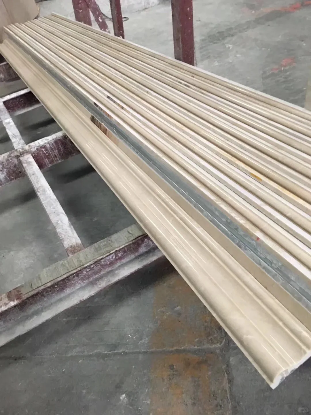 product natural beige marble moulding skirting with 3d model design and total solution for interior marble door frame line decoration-3