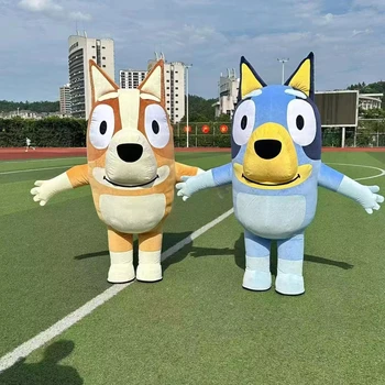 MOQ 1PCS Inflatable Blue Bingo dog Mascot Character Animal Dog Cosplay Mascot Costume Dog Cartoon Mascot Costume For Adult