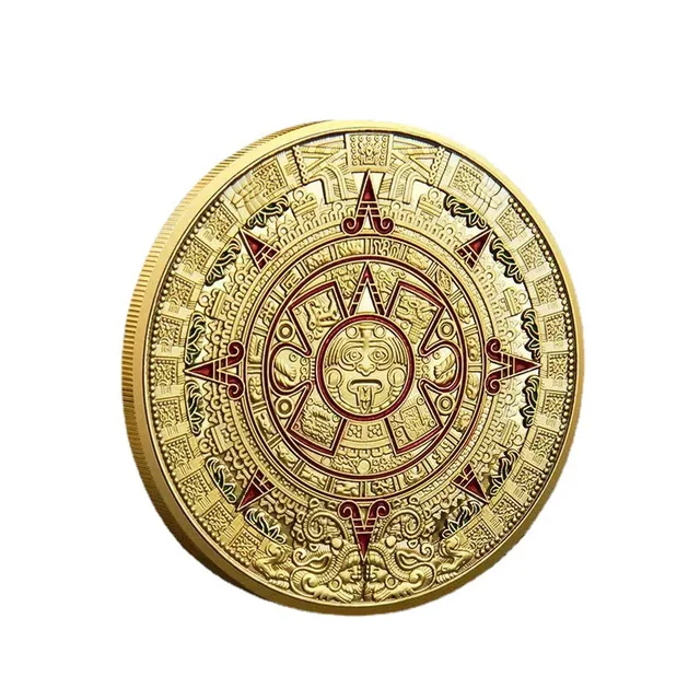 Mayan Coin Metal Painted Virtual Coin, Commemorative Badge Gift