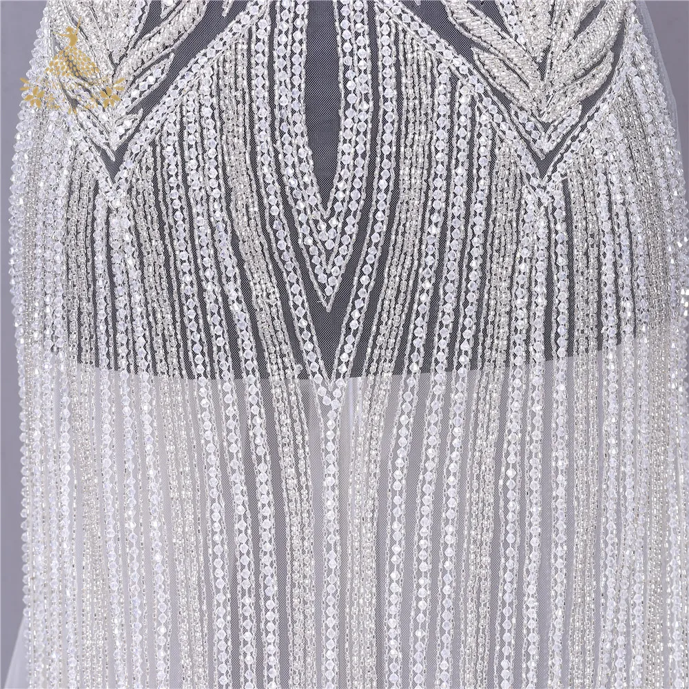 Свадебные Длинные нашивки со стразами Аппликация для свадебного