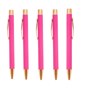 New 2023 Press Spray Rubber Metal Ballpoint Pen With Wholesale Customized Logo Printable Office Stationery Student Advertising