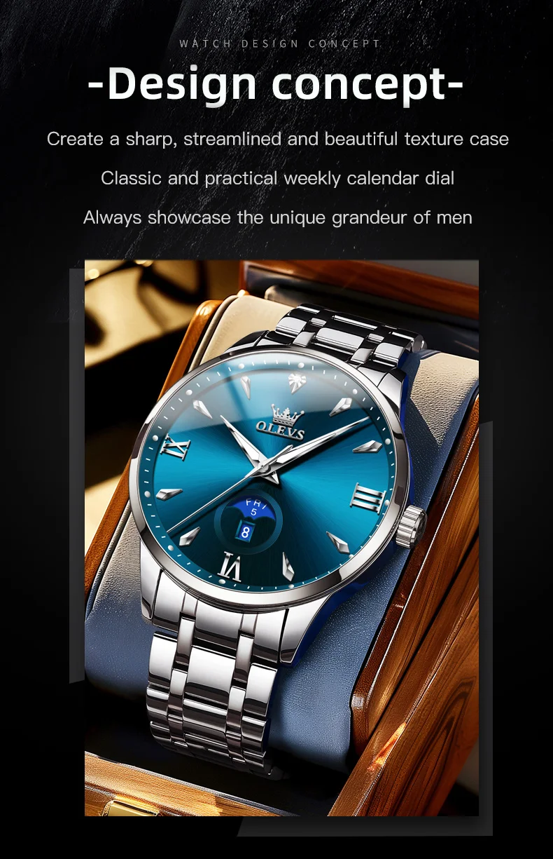 OLEVS-Montre à quartz en acier inoxydable pour homme, bracelet de luxe, design simple, marque originale, nouvelle collection 3646