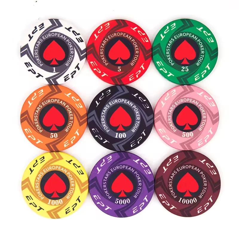 New Design Clay Durable Pokerchip Chip European Round Hot Texas Coins Professional Luxury Casino EPT Ceramic Custom Poker Chips