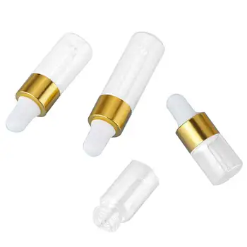 1ml-5ml clear Glass Heat Resistant Borosilicate Glass Tube With Gold Electroplated Neck and White Rubber-tipped Dropper