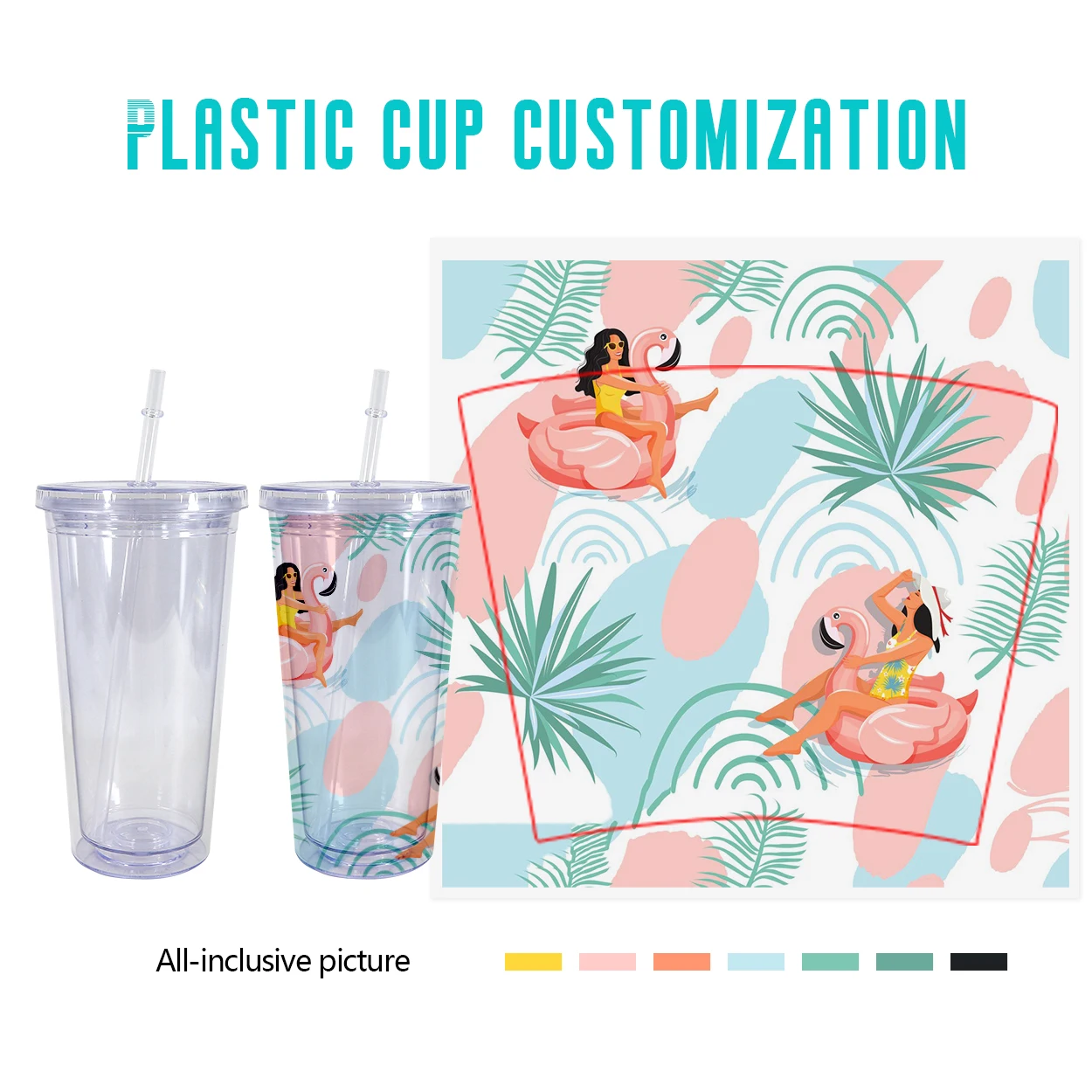 2023 Promotional Gifts Children Cartoon 16 OZ Mouse Ear Shape Dome Lid  Clear Acrylic Plastic Tumbler Cups With Straws