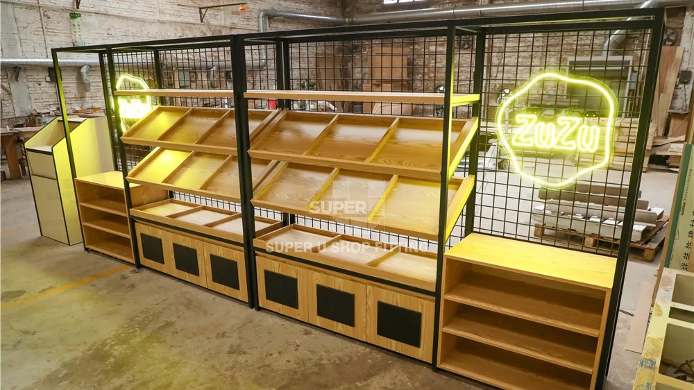 Portable Retail Bakery Store Wood Bread Display Rack, View wood bread