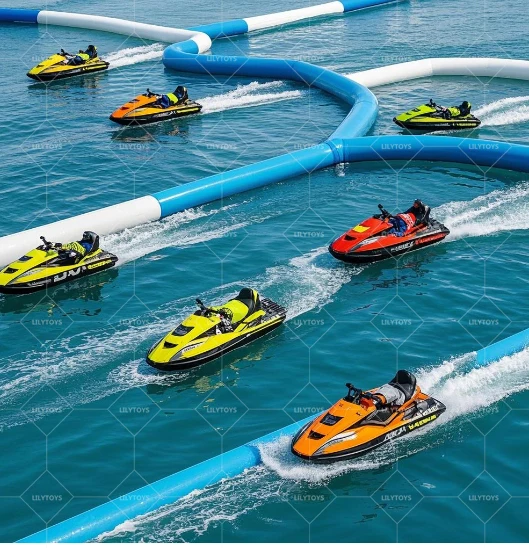 OEM PVC Aqua Floating Track Inflatable Water Sports Game Park Air Race ...