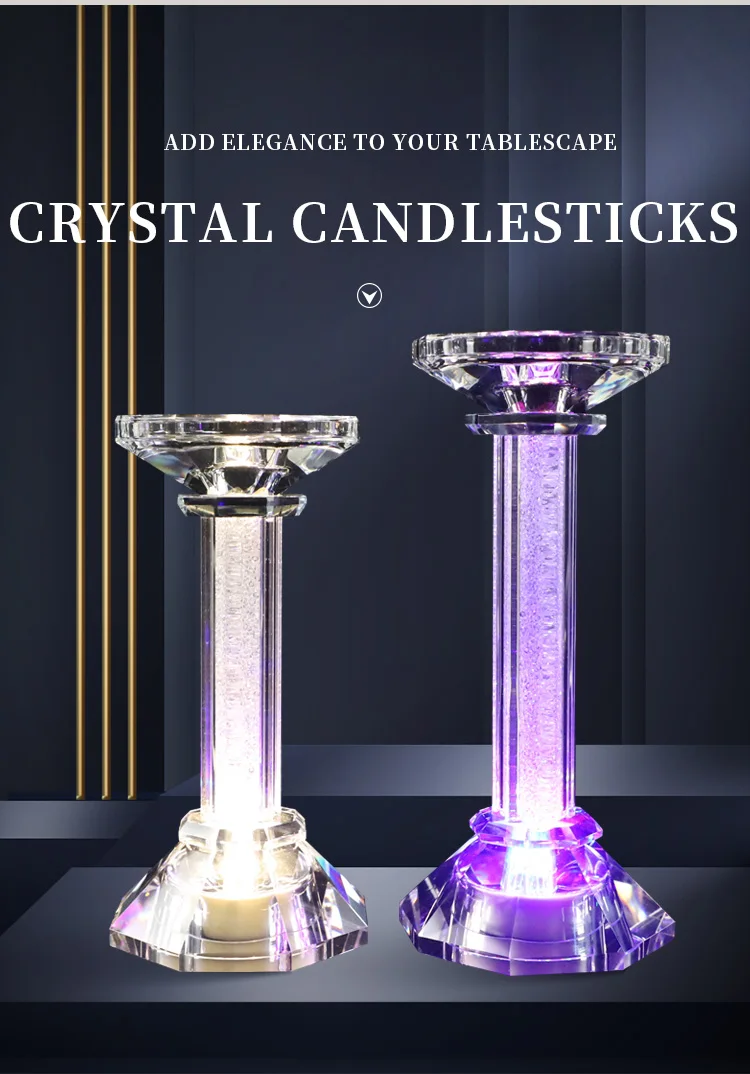 Exquisite Candle Holders With Diamond Cutting Wedding Favors Wholesale Crystal Glass Romantic Decoration details