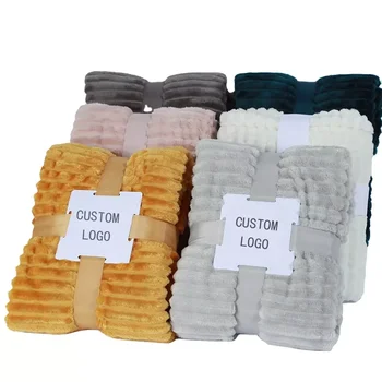 Source factory can customize wholesale solid color thickened Flannel soft nap sofa blanket