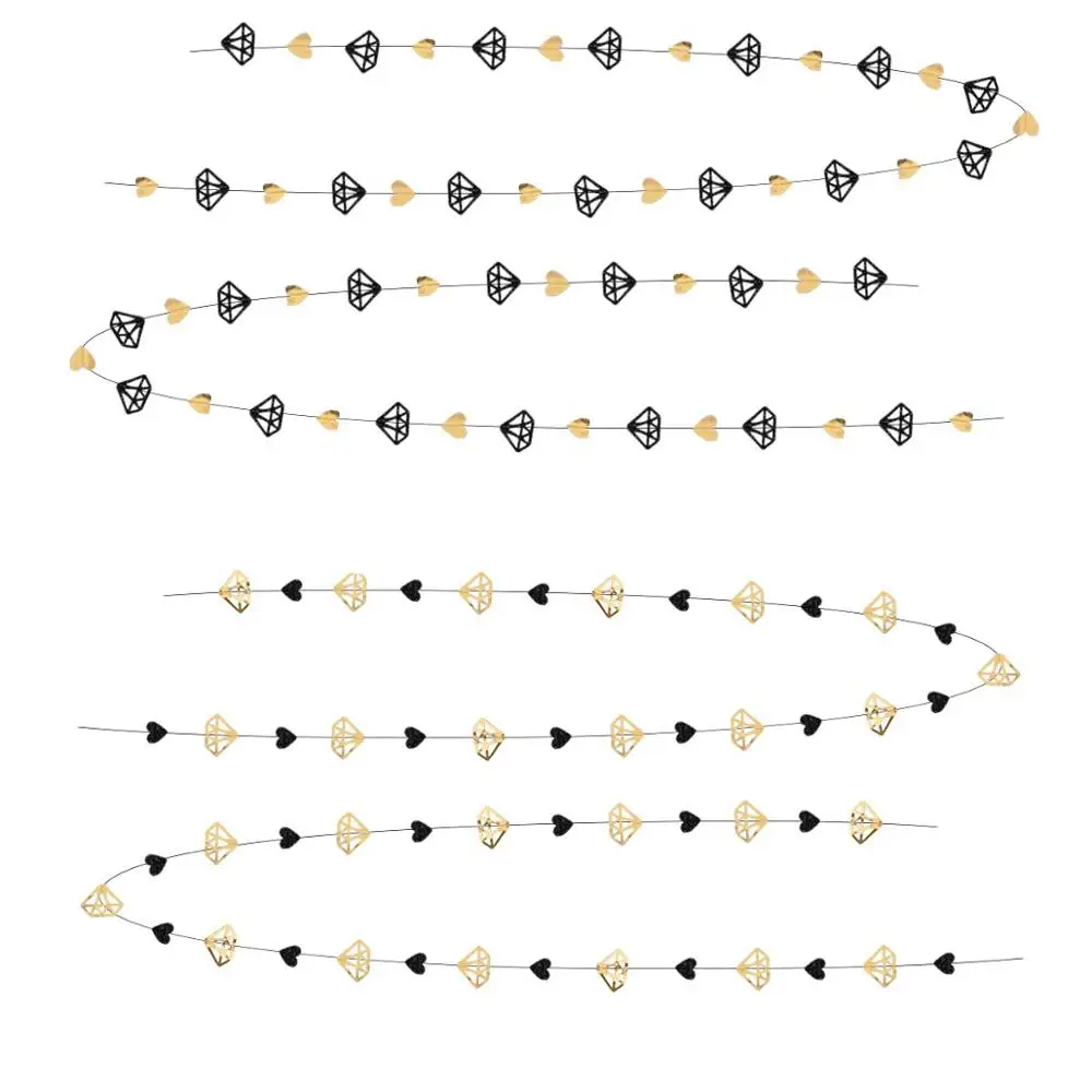 Комплект из 2 предметов, на вечеринке для помолвки, свадьбы, дня рождения, вечеринки, украшения бриллиант в форме сердца висит баннер с блестками металлизированной бумаге гирлянда