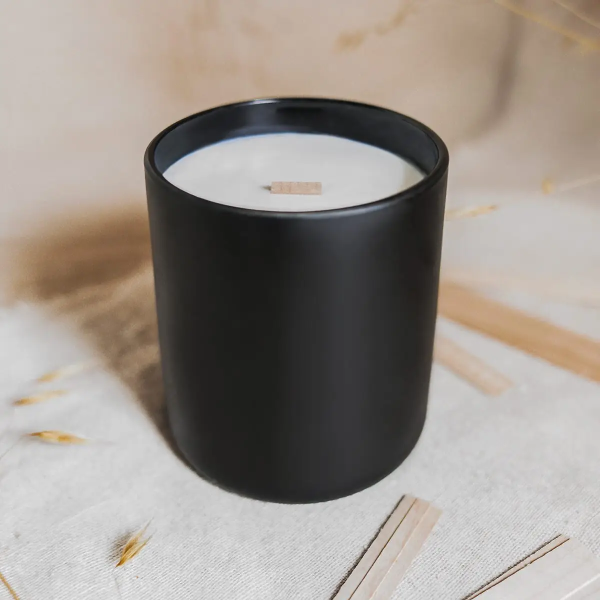 Custom Logo Luxury 12oz Aura Vessel Container Wood Wick Matte Black