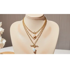 Dainty Star & Pearl OT Clasp Necklace 14K Gold Filled Paperclip Chain, Minimalist Layering Choker - Factory Custom Wholesale