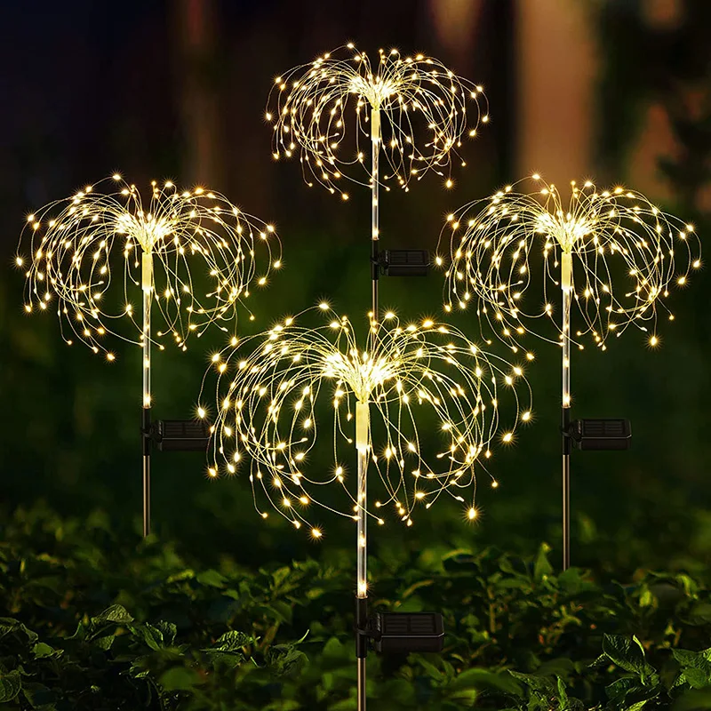 Solar Led Light 3D DIY Firework Stake Light for Garden Pathway Landscape Holiday Party Christmas Lawn Security Outdoor Decor