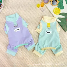 Classic Summer Four-Legged Pajamas for Small Pets Comfortable Breathable Polyester Printed Puppy Dog Cat Clothes Teddy Schnauzer