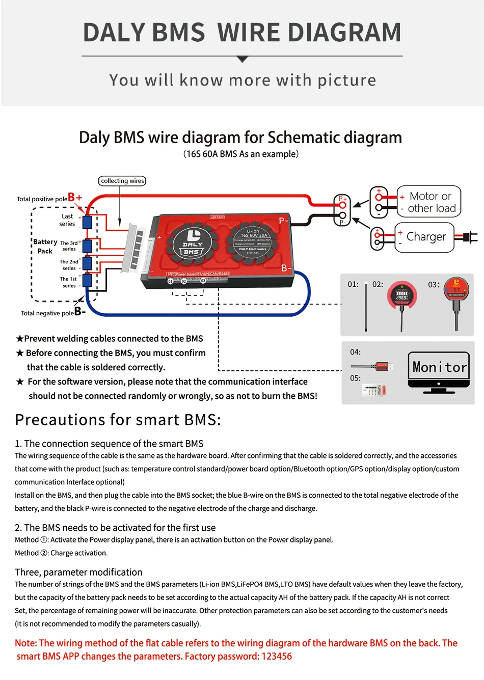 Daly Smart Bms Lifepo4 Battery 16s 120a 150a 48v Growatt Bms With Bt ...